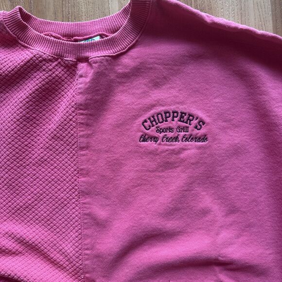 VTG 90s WEK Chopper’s Sports Grill Crewneck Pink Large USA Made 90s Cherry Creek - Picture 1 of 7